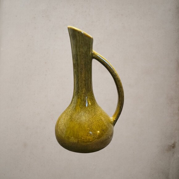 Royal Haeger Vintage Bud Vase/Pitcher Stamped USA 9 Green-Blue Glazed Pottery T2 - Picture 2 of 5